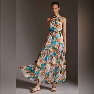 Multicolor Halter Maxi Dress